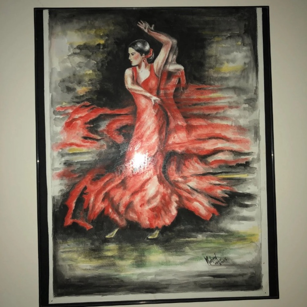 Watercolor Flamenco Dancer Painting